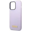 Guess GUHMP14LSBPLU iPhone 14 Pro 6.1" hátlap, tok Silicone Logo Plate MagSafe, lila