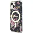 Guess GUHMP14MHCFWSK Flower MagSafe iPhone 14 Plus/15 Plus 6.7", hátlap, tok, fekete