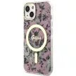 Guess GUHMP14MHCFWWSP Flower MagSafe iPhone 14 Plus// 15 Plus 6.7" różowy /, hátlap, tok, rózsaszín
