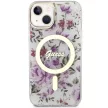 Guess GUHMP14MHCFWST iPhone 14 Plus 6.7" hátlap, tok Flower MagSafe, átlátszó