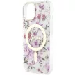 Guess GUHMP14MHCFWST iPhone 14 Plus 6.7" hátlap, tok Flower MagSafe, átlátszó