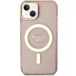 Guess GUHMP14MHCMCGP iPhone 14 Plus 6.7" hátlap, tok Glitter Gold MagSafe, rózsaszín
