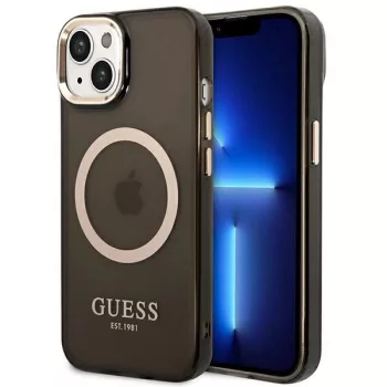   Guess GUHMP14MHTCMK iPhone 14 Plus 6.7" hátlap, tok Gold Outline Translucent MagSafe, fekete