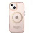 Guess GUHMP14MHTCMP iPhone 14 Plus 6.7" hátlap, tok Gold Outline Translucent MagSafe, rózsaszín