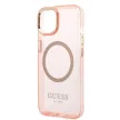 Guess GUHMP14MHTCMP iPhone 14 Plus 6.7" hátlap, tok Gold Outline Translucent MagSafe, rózsaszín