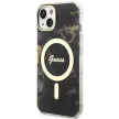 Guess GUHMP14MHTMRSK iPhone 14 Plus/15 Plus 6.7" hátlap, tok Golden Marble MagSafe, fekete