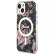 Guess Flower MagSafe hátlap, tok iPhone 14, fekete