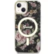 Guess Flower MagSafe hátlap, tok iPhone 14, fekete