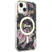 Guess Flower MagSafe hátlap, tok iPhone 14, fekete