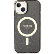 Guess Glitter Gold MagSafe hátlap, tok iPhone 14, fekete