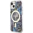 Guess Leopard MagSafe hátlap, tok iPhone 14, kék