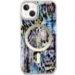 Guess Leopard MagSafe hátlap, tok iPhone 14, kék