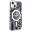 Guess Leopard MagSafe hátlap, tok iPhone 14, kék