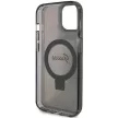 Guess GUHMP14SHRSGSK Ring Stand Script Glitter MagSafe iPhone 14 6.1", hátlap, tok, fekete