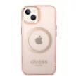 Guess GUHMP14SHTCMP iPhone 14 6.1" hátlap, tok Gold Outline Translucent MagSafe, rózsaszín