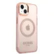 Guess GUHMP14SHTCMP iPhone 14 6.1" hátlap, tok Gold Outline Translucent MagSafe, rózsaszín