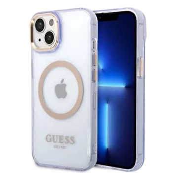  Guess GUHMP14SHTCMU iPhone 14 6.1",hátlap, tok Gold Outline Translucent MagSafe, lila