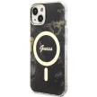 Guess GUHMP14SHTMRSK iPhone 14 6.1" hátlap, tok Golden Marble MagSafe, fekete