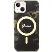 Guess GUHMP14SHTMRSK iPhone 14 6.1" hátlap, tok Golden Marble MagSafe, fekete