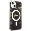 Guess GUHMP14SHTMRSK iPhone 14 6.1" hátlap, tok Golden Marble MagSafe, fekete