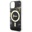 Guess GUHMP14SHTMRSK iPhone 14 6.1" hátlap, tok Golden Marble MagSafe, fekete