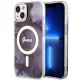 Guess GUHMP14SHTMRSU iPhone 14 6.1" hátlap, tok Golden Marble MagSafe, lila