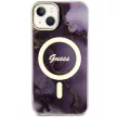 Guess GUHMP14SHTMRSU iPhone 14 6.1" hátlap, tok Golden Marble MagSafe, lila