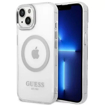   Guess GUHMP14SHTRMS iPhone 14 6.1" hátlap, tok Metal Outline Magsafe, ezüst