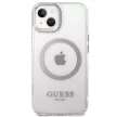 Guess GUHMP14SHTRMS iPhone 14 6.1" hátlap, tok Metal Outline Magsafe, ezüst