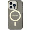 Guess GUHMP14XHCMCGK iPhone 14 Pro Max 6.7" hátlap, tok Glitter Gold MagSafe, fekete