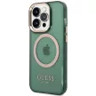 Guess GUHMP14XHTCMA iPhone 14 Pro Max 6.7" hátlap, tok Gold Outline Translucent MagSafe, zöld
