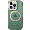 Guess GUHMP14XHTCMA iPhone 14 Pro Max 6.7" hátlap, tok Gold Outline Translucent MagSafe, zöld