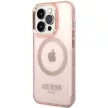 Guess GUHMP14XHTCMP iPhone 14 Pro Max 6.7" hátlap, tok Gold Outline Translucent MagSafe, rózsaszín