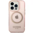 Guess GUHMP14XHTCMP iPhone 14 Pro Max 6.7" hátlap, tok Gold Outline Translucent MagSafe, rózsaszín