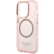 Guess GUHMP14XHTCMP iPhone 14 Pro Max 6.7" hátlap, tok Gold Outline Translucent MagSafe, rózsaszín