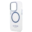 Guess GUHMP14XHTRMB iPhone 14 Pro Max 6.7" hátlap, tok Metal Outline Magsafe, kék
