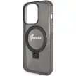 Guess Ring Stand Script Glitter MagSafe hátlap, tok iPhone 15 Pro, fekete
