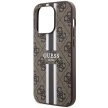 Guess 4G Printed Stripes MagSafe hátlap, tok iPhone 15 Pro, barna