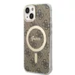 Guess hátlap, tok iPhone 15 6,1" GUHMP15SH4STW, HC MAGSAFE IML 4G, barna