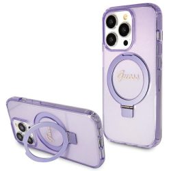   Guess iPhone 15 Pro Max Ring Stand Script Glitter MagSafe (GUHMP15XHRSGSU) magsafe kompatibilis hátlap, tok, kitámasztóval, rózsaszín