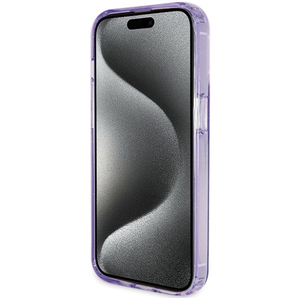 Guess iPhone 15 Pro Max Ring Stand Script Glitter MagSafe (GUHMP15XHRSGSU) magsafe kompatibilis hátlap, tok, kitámasztóval, rózsaszín