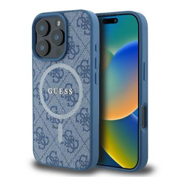   Guess GUHMP16LG4GFRB iPhone 16 Pro 6.3" niebieski/kék keménytok 4G Ring Classic Logo MagSafe klasszikus logó