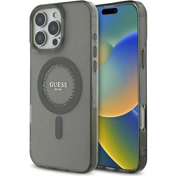   Guess IML Rhinestones MagSafe iPhone 16 Pro GUHMP16LPFTDTEK hátlap tok, fekete