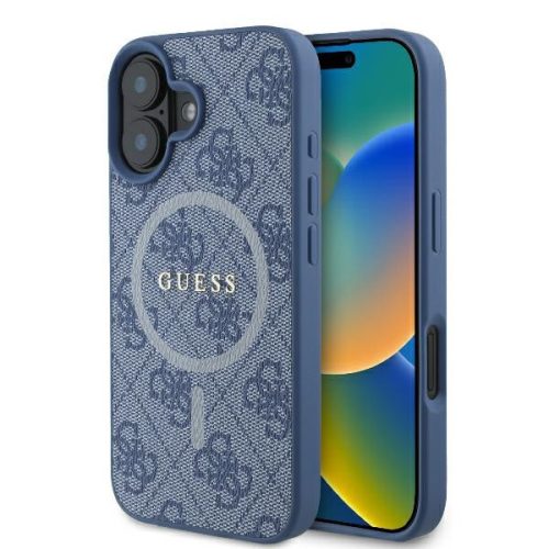 Guess GUHMP16SG4GFRB iPhone 16 6.1" 4G Ring Classic Logo MagSafe tok, kék