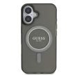 Guess GUHMP16SHFGEREK iPhone 16 6.1" IML Glitter Circle MagSafe tok, fekete
