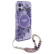 Guess iPhone 16 Magsafe IML Flowers Pearl Strap (GUHMP16SHFWBRCESU) MagSafe hátlap, tok, lila