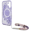 Guess iPhone 16 Magsafe IML Flowers Pearl Strap (GUHMP16SHFWBRCESU) MagSafe hátlap, tok, lila