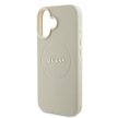 Guess GUHMP16SPGHSMME iPhone 16 6.1" Grained Gold Ring MagSafe tok, bézs
