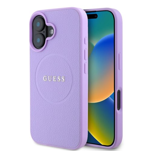 Guess iPhone 16 PU Grained Classic Logo Magsafe Case (GUHMP16SPGHSMMU) Magsafe kompatibilis hátlap, tok, lila