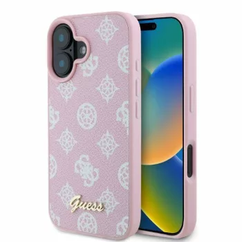   Guess GUHMP16SPGPYSP iPhone 16 6.1", Peony Script MagSafe hátlap, tok, rózsaszín